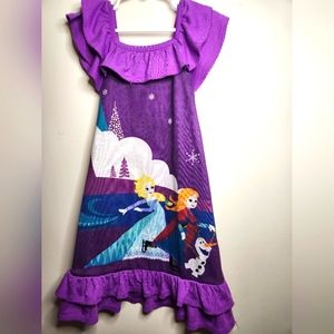 Disney Kids Purple Frozen II Elsa And Anna Ruffle Sleeves Pajama Nightgown